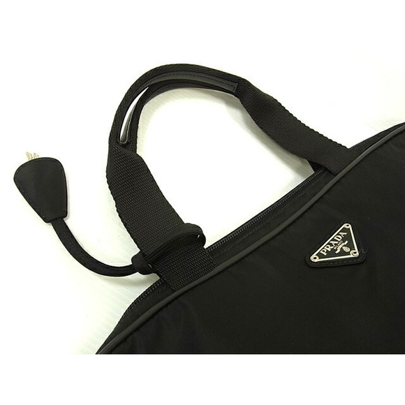 Prada Nylon Tote Bag Triangular Logo Plate Black - Picture 4 of 8